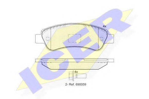 Комплект тормозных колодок, дисковый тормоз ICER 141804