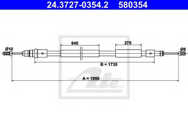 Трос, стояночная тормозная система ATE 24.3727-0354.2