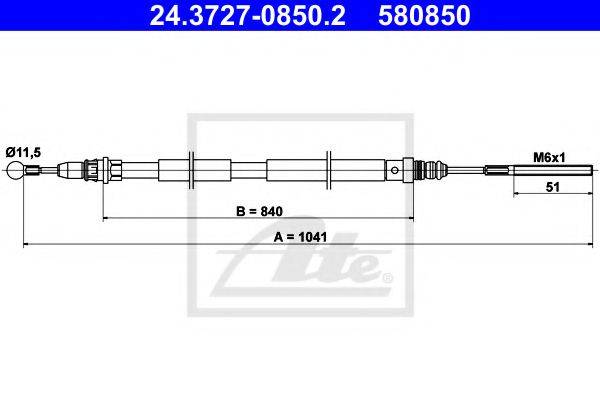 Трос, стояночная тормозная система ATE 24.3727-0850.2