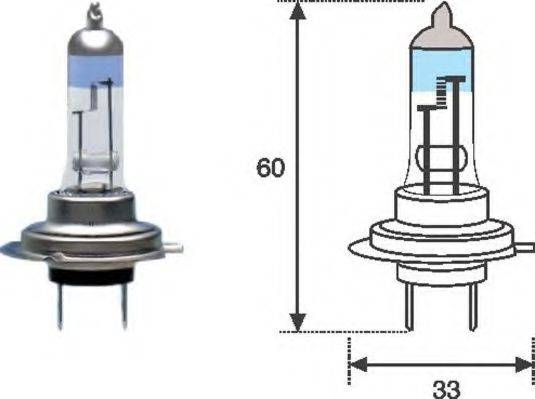 Лампа накаливания, фара дальнего света; Лампа накаливания, основная фара; Лампа накаливания, противотуманная фара; Лампа накаливания MAGNETI MARELLI 002586100000