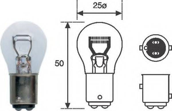 Лампа накаливания, фонарь сигнала торможения; Лампа накаливания, стояночные огни / габаритные фонари; Лампа накаливания MAGNETI MARELLI 008528100000